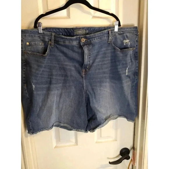 Torrid Cutoff Denim Shorts Blue Some Distressing Sz 28 - Picture 1 of 10